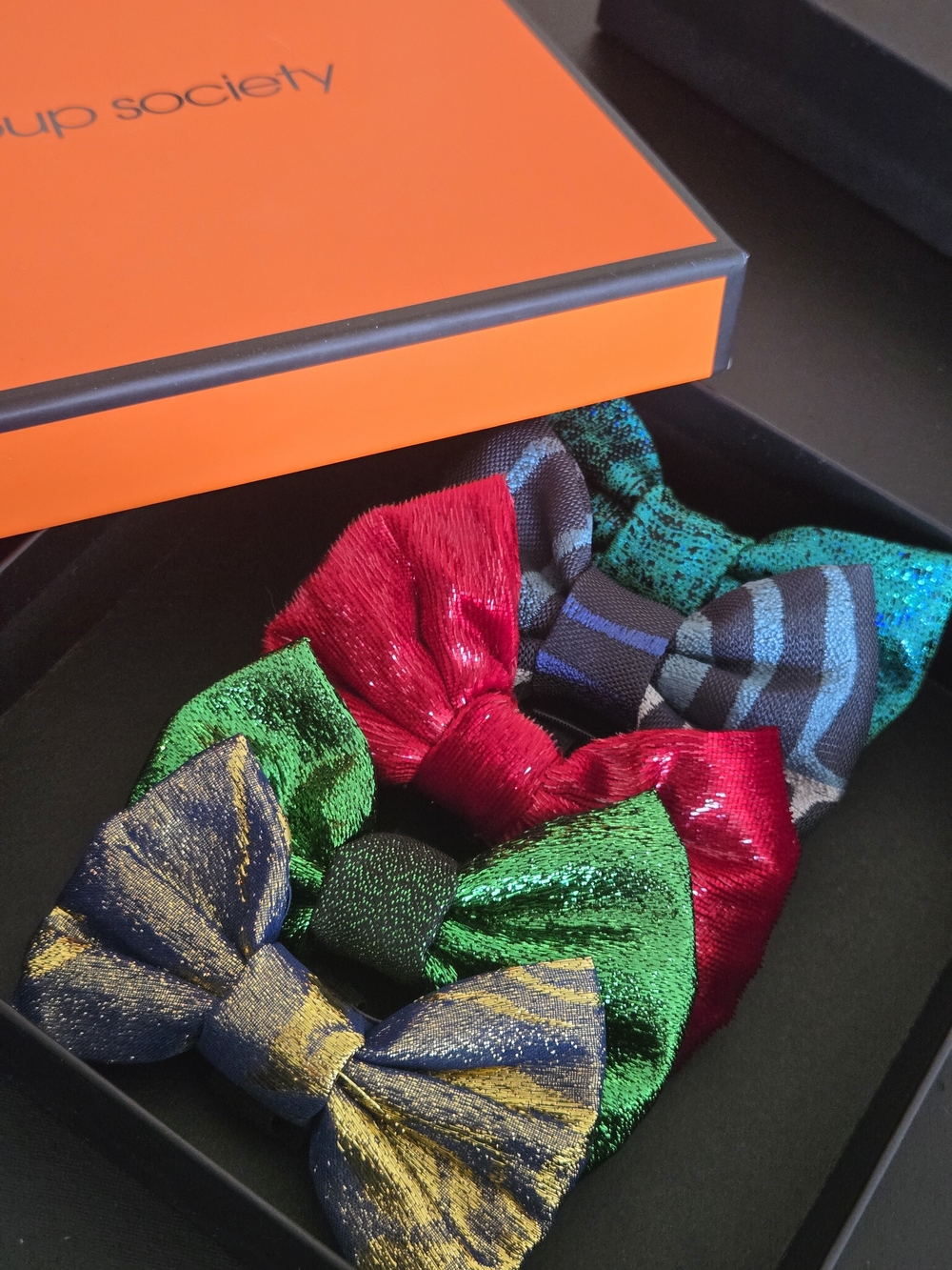 Handmade Pet Collar Bowties Set of 5 with Box | 4" Dogs & Cats